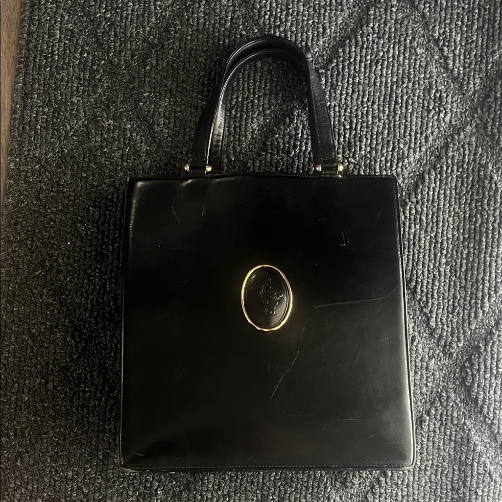 Vintage Wedgwood England Black Bag Unique W/ Roman Lady On Front Super Rare